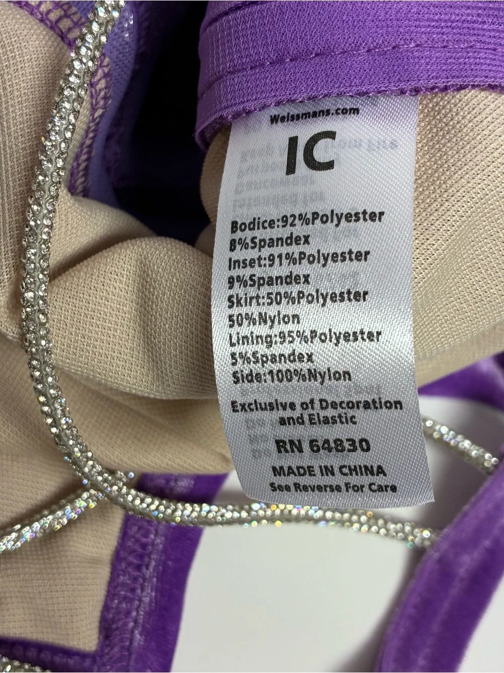 Weissman Showtime Amethyst Ballet Dance Costume 7/8 Gloves Pageant Sequin #16742